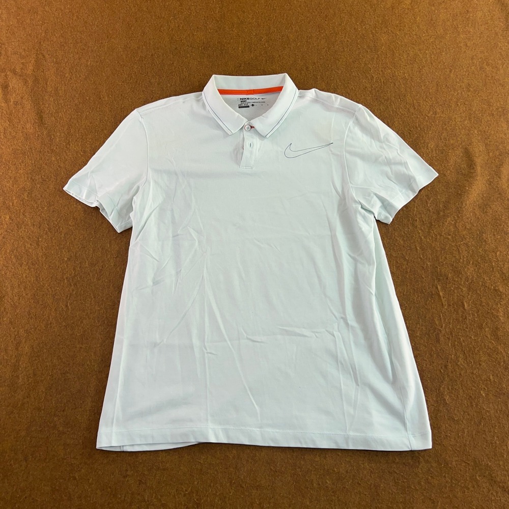 Nike Mens Large Light Blue Dri-FIT Sport Short Sleeve Golf Polo Shirt